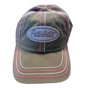 Peterbilt Ladies Thick Stitched Cap Olive Green Pink White Logo‎ Hat 1405332-00